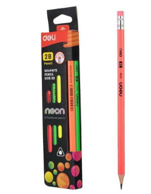 Deli EU51800 neon graphite 2b pencil set - 12 pieces
