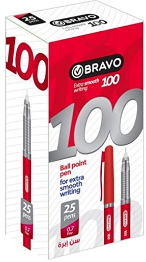 Bravo 100 Ballpoint Pen - (0.7 mm) - Red - Pack of 25 Package may vary