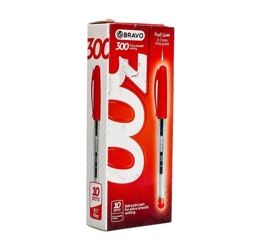 اقلام برافو 300 لون احمر علبة 10 قلم