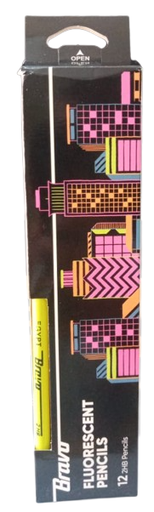 برافو قلم رصاص فلورسنت استيكة علبة 12 قلم