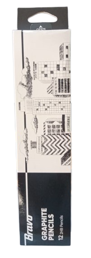 برافو قلم رصاص جرافتيى استيكة  علبة 12 قلم