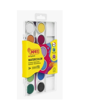 علبة ألوان مياه اقراص جوفي 12 لون 22مم