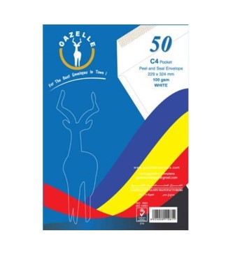 Gazelle A4 Envelopes – White – 50-Piece Pack