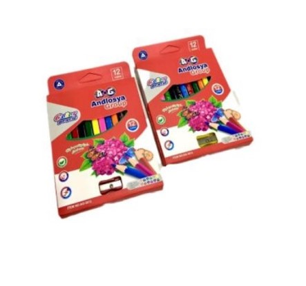 Box Colored Pencils 12 Colors Short+Pencil Sharpener AG