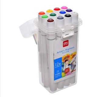 ديلي علبة اقلام ماركر دراجات 12 قلم  مزدوج السن مشطوف وعادى