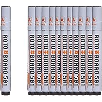 Roto board 501 set of 12 white board chisel tip marker - black