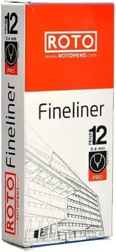 Roto Fine Liner Felt Tip Marker 12-Piece Set Black Roto