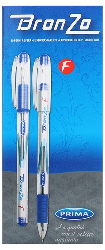 Prima Bronzo Ballpoint Pen Fine - Pack of 10 Pieces - Blue