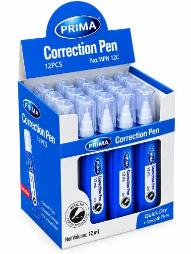 Prima Liquid Correction Fluid 101 Large, 12 Pieces