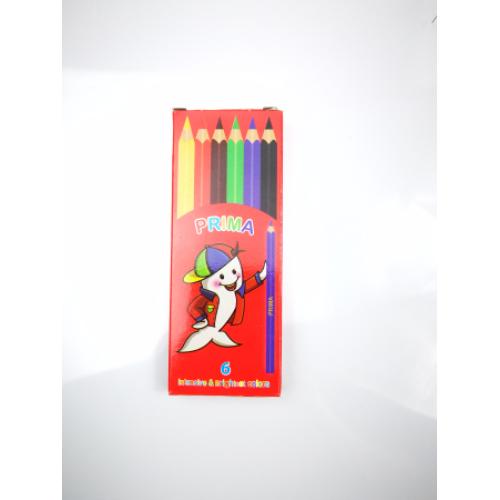 بريما الوان اقلام خشب 6لون قصير علبه كرتون عادي قلم مثلث شرنك 12 قطعة
