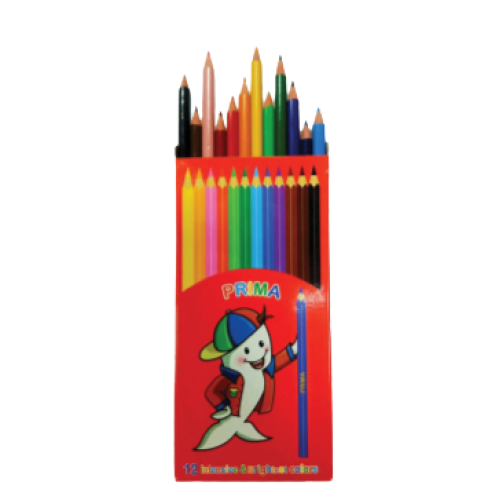 بريما الوان اقلام خشب 12لون طويل شرنك 6 قطعة