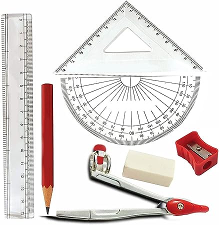 M&G Engineering Set, 9-Piece Tin Box with Pencil compass